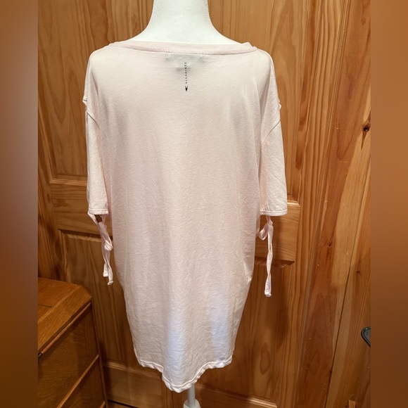 All Saints Kay Short Split Sleeve Tee in Blush Light Pink - Picture 2 of 13